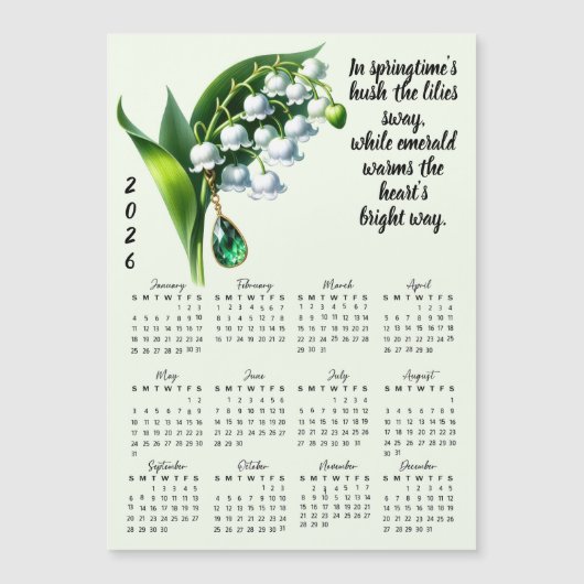 5月の誕生花と誕生石カレンダー (正面)