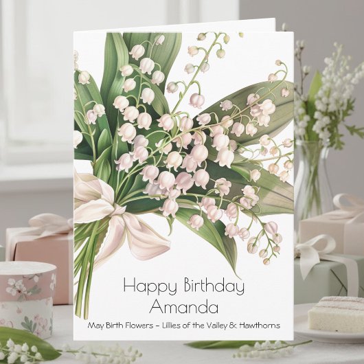 5月の誕生花のバースデーカード スズラン カード