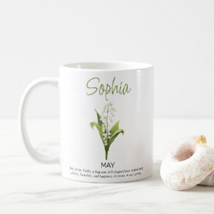5月の誕生花のパーソナライズギフト コーヒーマグカップ