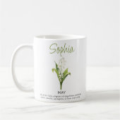 5月の誕生花のパーソナライズギフト コーヒーマグカップ (左)