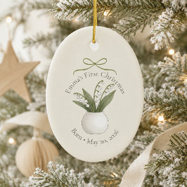 5月の誕生花のファーストクリスマスギフト セラミックオーナメント