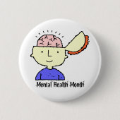 5月はメンタルヘルスの月の脳の露出 缶バッジ (正面)