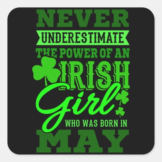 5月生まれ誕生日アイリッシュ女子ママ スクエアシール (正面)