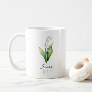 5月誕生月花と名前 – Lily of the Valley コーヒーマグカップ