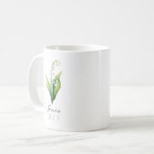 5月誕生月花と名前 – Lily of the Valley コーヒーマグカップ (正面左)