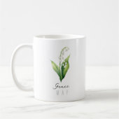 5月誕生月花と名前 – Lily of the Valley コーヒーマグカップ (左)