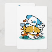 5月転がにハッピーアップのように – かわいい春犬 シーズンカード (正面/裏面)