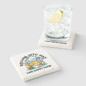 5月転がにハッピーアップのように – かわいい春犬 ストーンコースター (横)