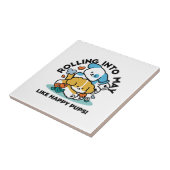 5月転がにハッピーアップのように – かわいい春犬 タイル (側面)