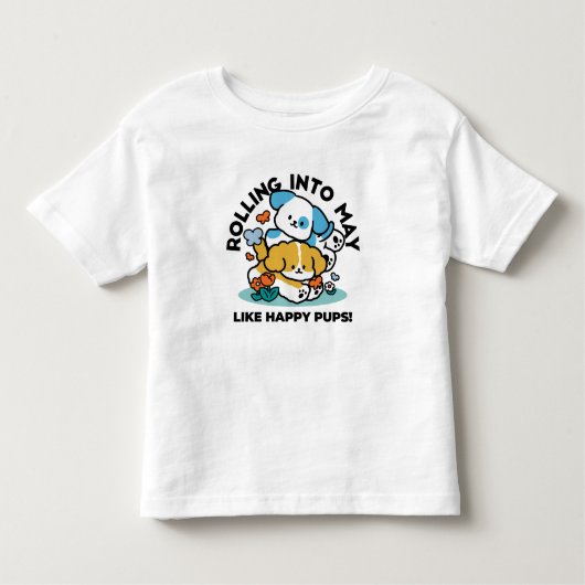 5月転がにハッピーアップのように – かわいい春犬 トドラーTシャツ (正面)