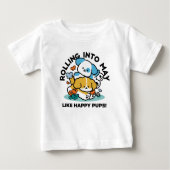 5月転がにハッピーアップのように – かわいい春犬 ベビーTシャツ (正面)
