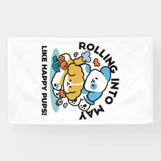 5月転がにハッピーアップのように – かわいい春犬 横断幕 (横)