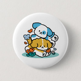5月転がにハッピーアップのように – かわいい春犬 缶バッジ