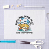 5月転がにハッピーアップのように – かわいい春犬 薄葉紙 (クラフト)