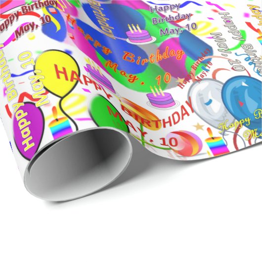 5月10日誕生日ギフト包装紙 ラッピングペーパー (ロールコーナー)