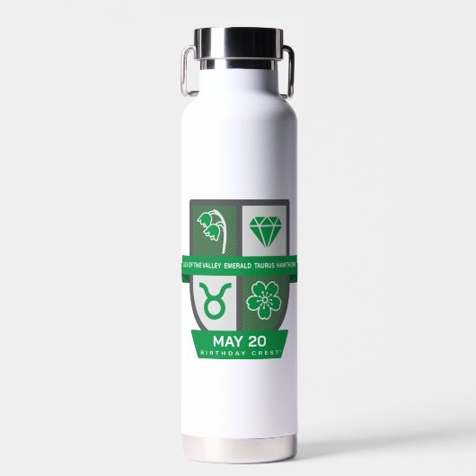5月1-20日生まれの牡牛座のバースデークレスト™ ウォーターボトル (正面)