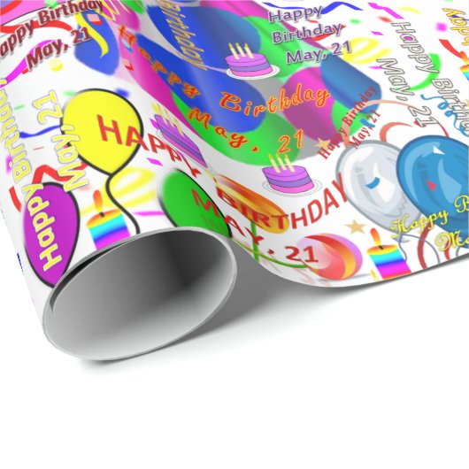 5月21日誕生日ギフト包装紙 ラッピングペーパー (ロールコーナー)