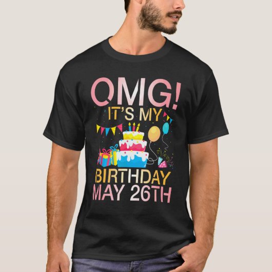 5月26日の私の誕生日よM Tシャツ (正面)
