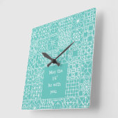 5月"第4は"あなたとサンプラーのキルトの引用文です スクエア壁時計 (傾斜)