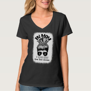 5月I衣服灰色の脳腫瘍の認識度Messy Bun Tシャツ