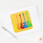 5本のカラフルエレキギター スクエアシール (封筒)