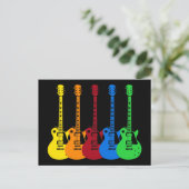 5本のカラフルエレキギター ポストカード (スタンド正面)