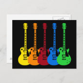 5本のカラフルエレキギター ポストカード (正面/裏面)