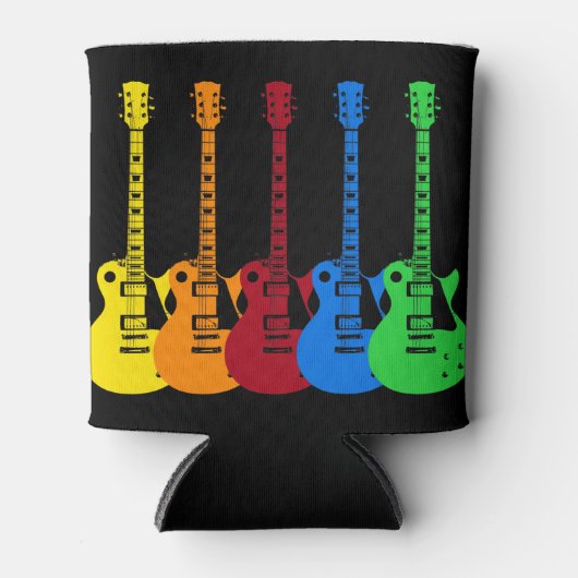 5本のカラフルエレキギター 缶クーラー (正面)
