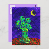 5本のハッピーグリーンフラワー ポストカード (正面/裏面)