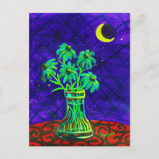 5本のハッピーグリーンフラワー ポストカード