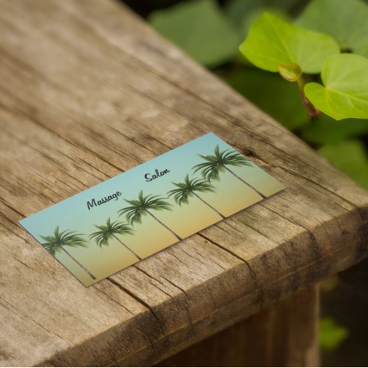 5本のヤシの木、カスタマイズ可能なビーチライフ マグネット名刺
