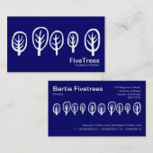 5本の木 – ダークブルーの白 名刺 (正面/裏面)