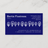 5本の木 – ダークブルーの白 名刺 (裏面)