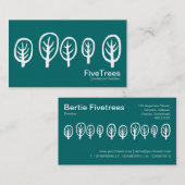 5本の木-ティール（緑がかった色）の緑の白 名刺 (正面/裏面)