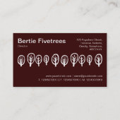 5本の木 – 濃い茶色の上に白 名刺 (裏面)