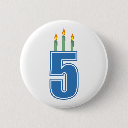 5本の誕生日の蝋燭(青/緑) 缶バッジ (正面)