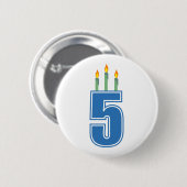 5本の誕生日の蝋燭(青/緑) 缶バッジ (正面&裏面)