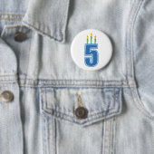 5本の誕生日の蝋燭(青/緑) 缶バッジ (インサイチュ)