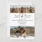 5枚のエレガント写真モダンスクリプ結婚トの白黒 招待状 (正面)