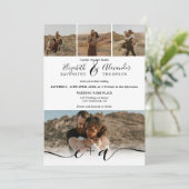 5枚のエレガント写真モダンスクリプ結婚トの白黒 招待状 (スタンド正面)