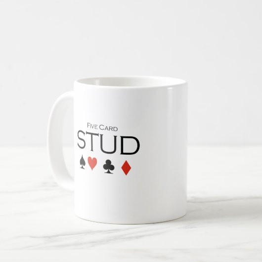 5枚のカードのスタッドのTシャツ コーヒーマグカップ (正面左)