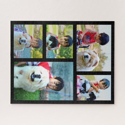 5枚のフォトチャレンジングカスタマイズイメージコラージ ジグソーパズル (横)