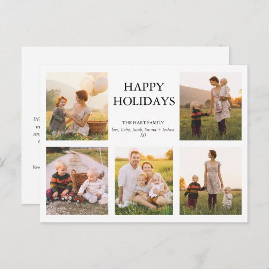 5枚のモダン写真の家族の写真クリスマス ポストカード (正面/裏面)