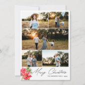 5枚のモダン写真メリークリスマスポインセチア シーズンカード (正面)