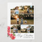 5枚のモダン写真メリークリスマスポインセチア シーズンカード (正面/裏面)