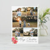5枚のモダン写真メリークリスマスポインセチア シーズンカード (スタンド正面)
