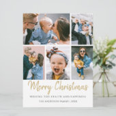 5枚の写真でゴールドの楽しいクリスマス シーズンカード (スタンド正面)