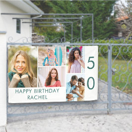 5枚の写真で作る50歳の誕生日パーソナライズフォトコラージュ 横断幕