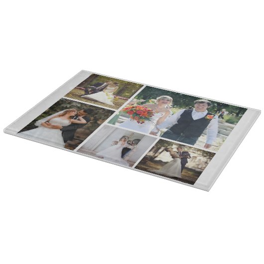 5枚の写真のコラージュ結婚を作成 カッティングボード (角)