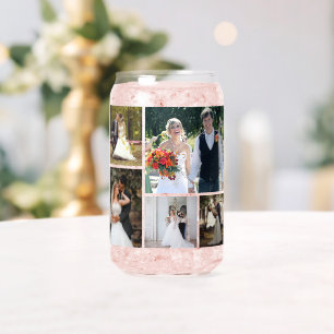 5枚の写真のコラージュ結婚を作成 ガラス缶